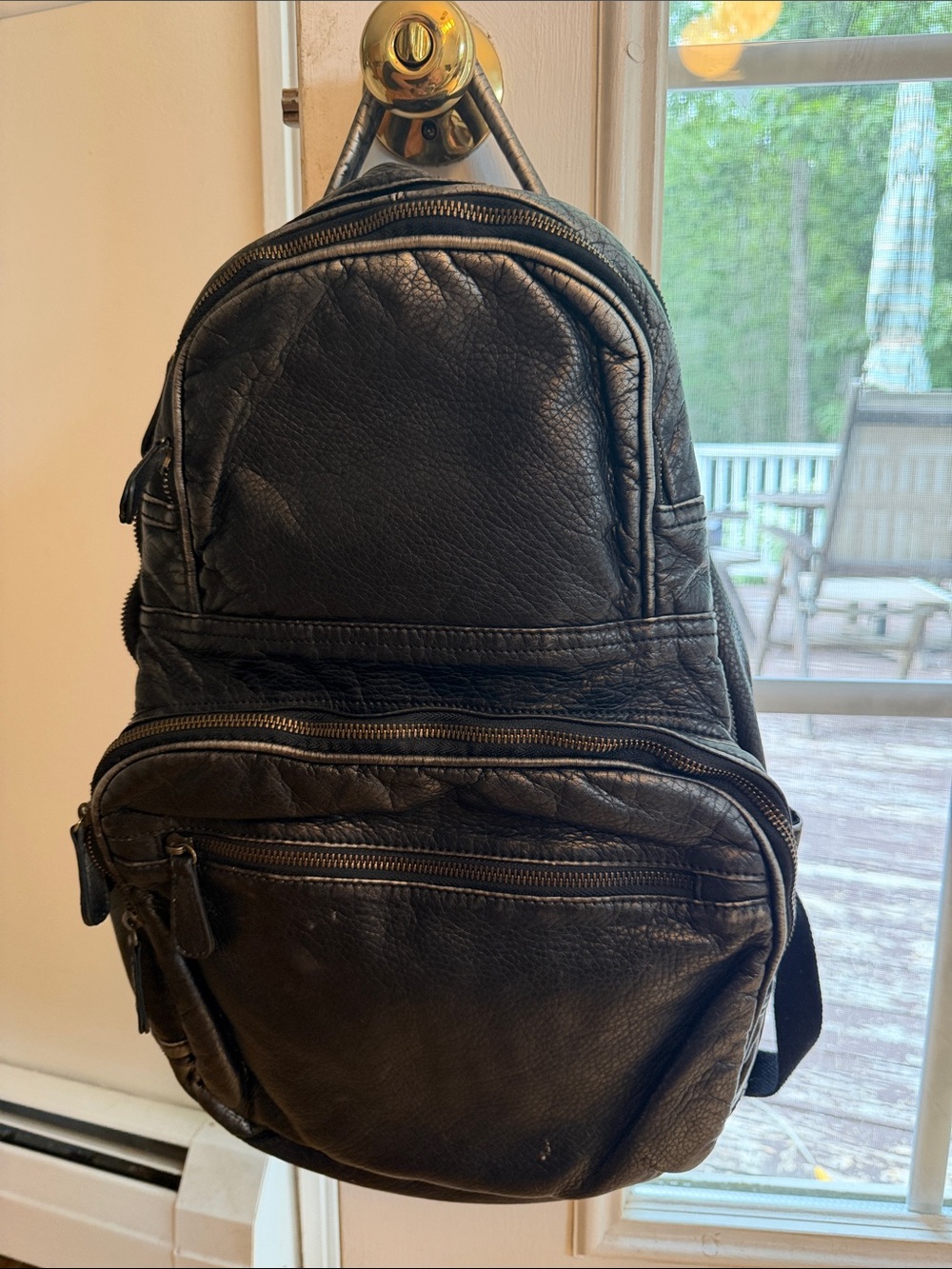 Bass Black Leather with silver tones Men’s Backpack - Classic Everyday Carry